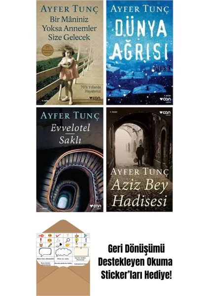 Bir Maniniz Yoksa+Dünya Ağrısı+Evvelotel+Aziz Bey Hadisesi 4 Kitap + Okuma Sticker'ları