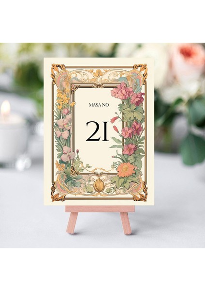 Vıntage Çıçek Bahçesi Masa Kartı