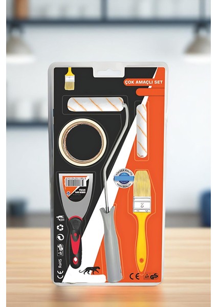 Boyama Seti - SPATULA-10CM Rulo +Yedeği -Kestirme Fırça-Maskeleme Bant 721859
