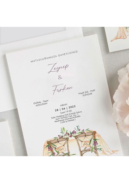 Efsunlu Şeffaf Zarflı Düğün Davetiyesi modelleri