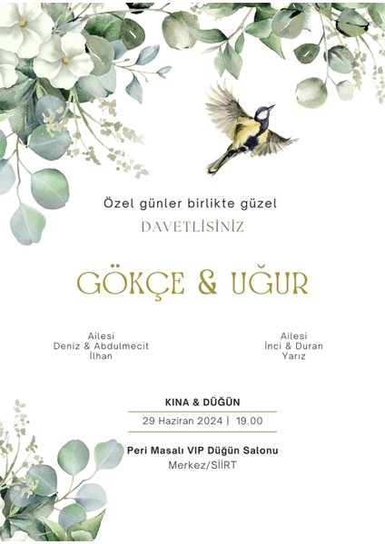 Natural Dıjıtal Düğün Davetiyesi