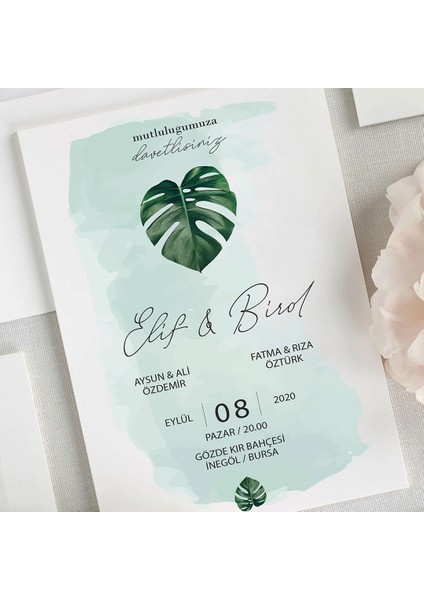 Lotus Zarfsız Düğün Davetiyesi