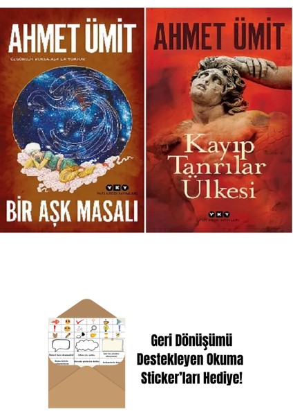 Bir Aşk Masalı + Kayıp Tanrılar Ülkesi / Ahmet Ümit 2 Kitap Set + Okuma Sticker'ları