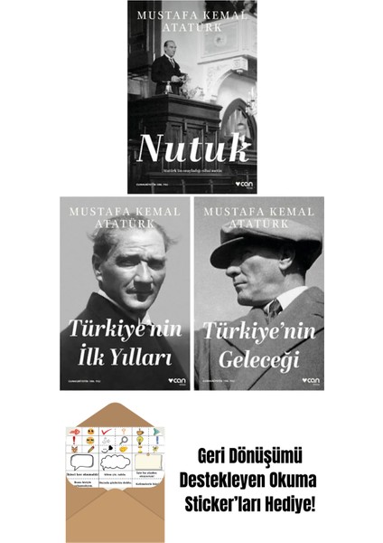 Nutuk + Türkiye'nin Ilk Yılları + Türkiye'nin Geleceği 3 Kitap Set + Okuma Sticker'ları