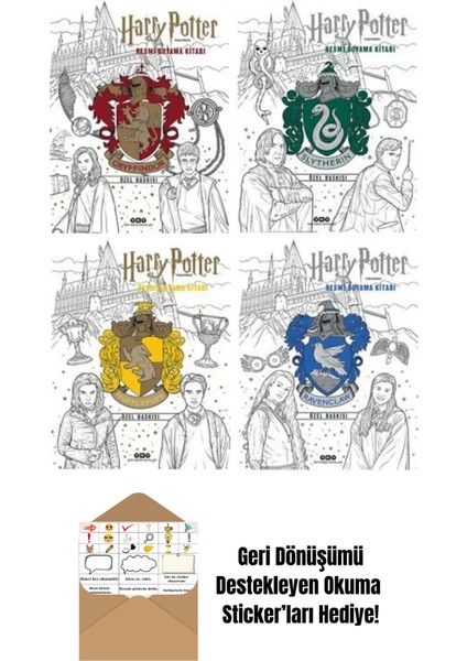 Harry Potter Boyama Kitabı 4'lü Set + Okuma Sticker'ları