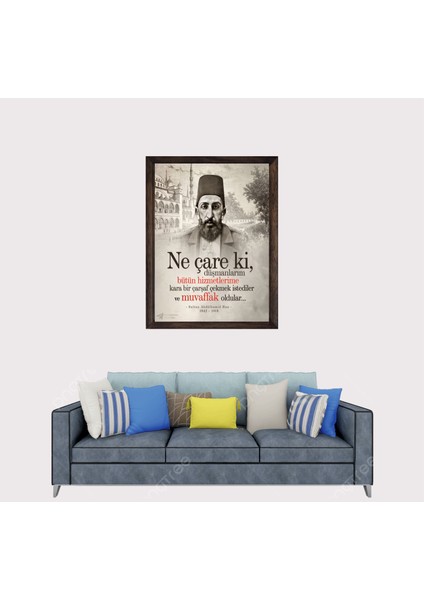 Osmanlı Padişahı 2. Abdülhamit Han Çerçeveli Duvar Tablosu 20X30 cm fiyatları