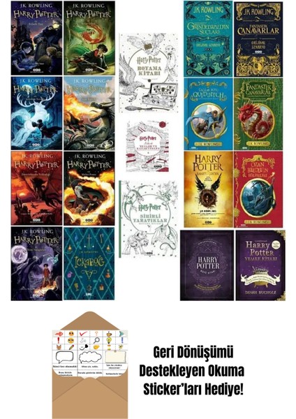 Harry Potter Serisi 19 Kitap Full Set + Okuma Sticker'ları