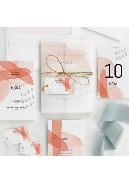 Desıgn Şeffaf Zarflı Düğün Davetiyesi