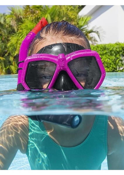 Çocuk Yüzücü Gözlüğü ve Şnorkel Maske Seti, 7- 14 Yaş, Mor Siyah fiyatları