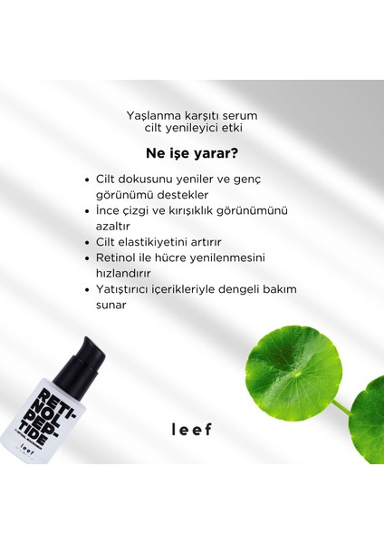 Retinol Peptide Serumu – %1 Retinol, Peptit & Centella, Cilt Sıkılığına Destek
