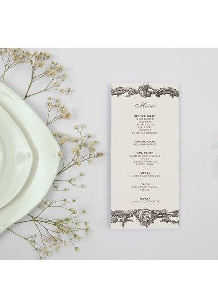 Barok Çerçevelı Menü Kartı