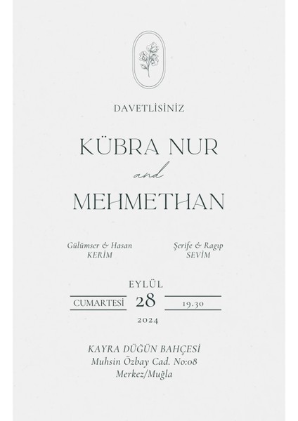 Nergis Düşü Dıjıtal Düğün Davetiyesi