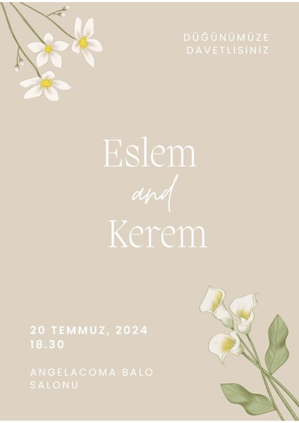 Çıçeklı Düşler Dıjıtal Düğün Davetiyesi