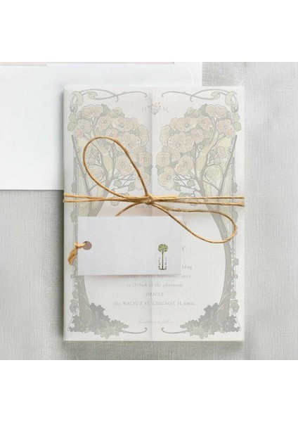 Elegant Floral Şeffaf Zarflı Düğün Davetiyesi fiyatları