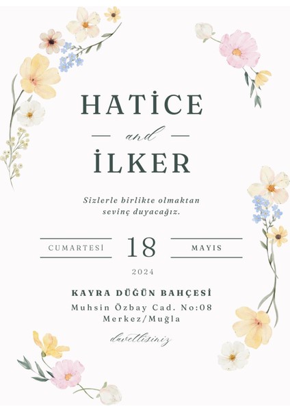 Yaz Dıjıtal Düğün Davetiyesi