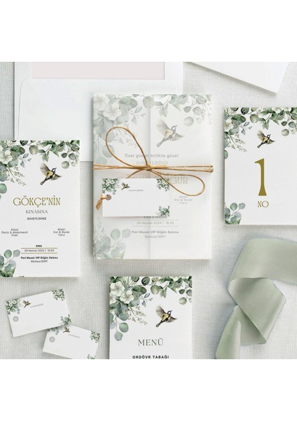 Natural Şeffaf Zarflı Düğün Davetiyesi