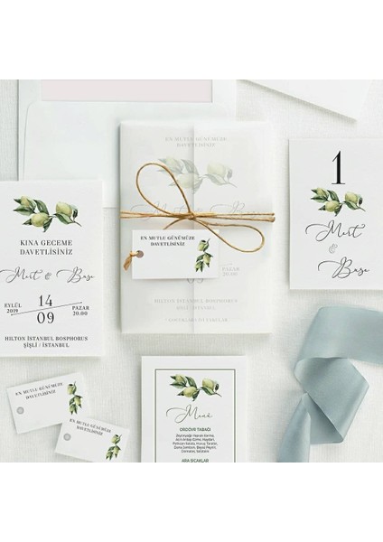 Barış Şeffaf Zarflı Düğün Davetiyesi