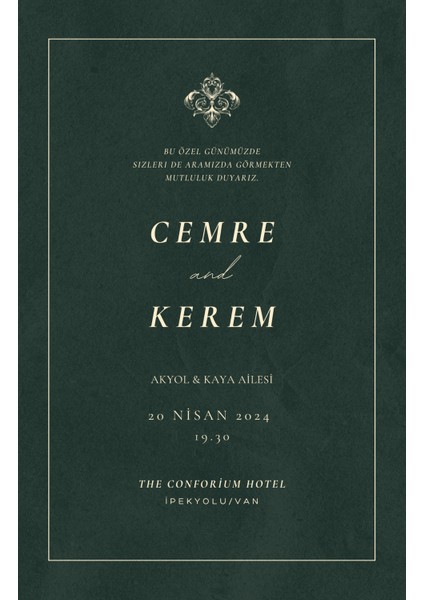 Nostaljik Şeffaf Dıjıtal Düğün Davetiyesi