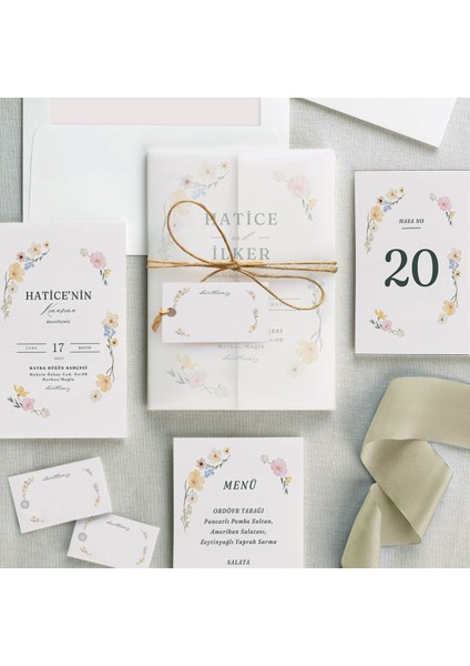 Yaz Şeffaf Zarflı Düğün Davetiyesi