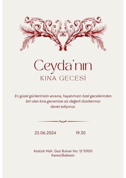 Red Nıght Kına Kartı