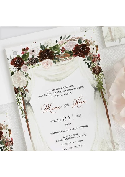 Karmen Zarfsız Isimlikli Düğün Davetiyesi