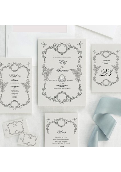 Barok Şeffaf Zarflı Düğün Davetiyesi fiyatları