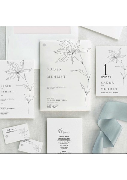 Yalın Zarfsız Isimlikli Düğün Davetiyesi fiyatları