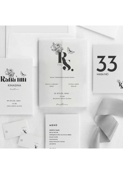 Sara Şeffaf Zarflı Düğün Davetiyesi fiyatları