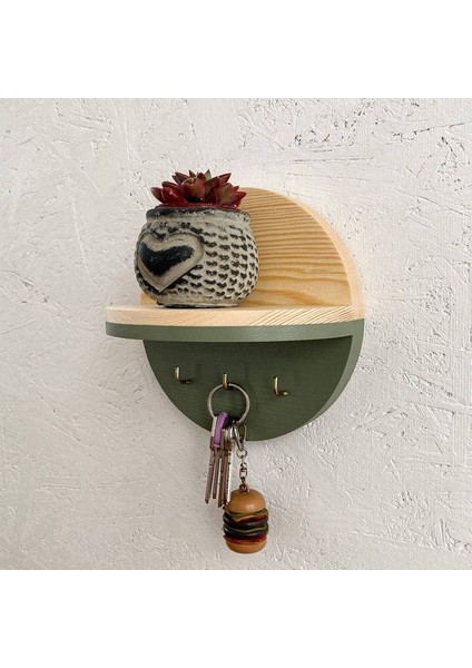 Mini Daire Ahşap Raf Anahtarlık modelleri