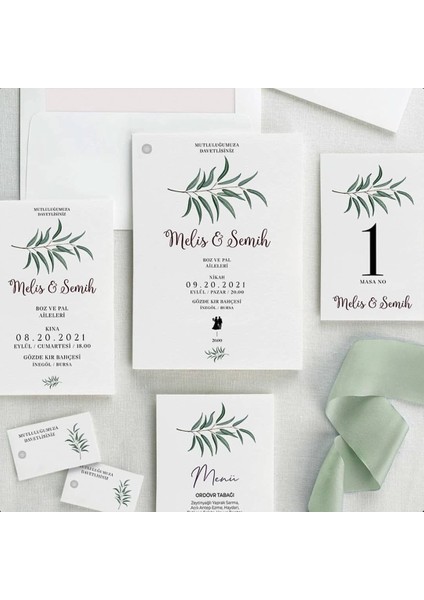 Akasya Zarfsız Isimlikli Düğün Davetiyesi fiyatları