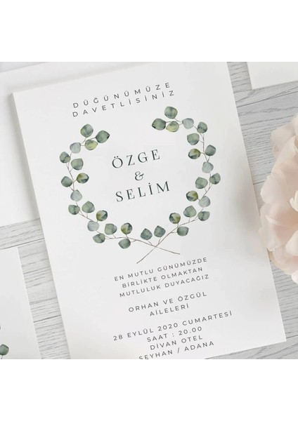 Su Zarfsız Düğün Davetiyesi