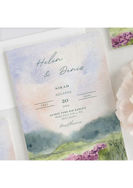 Summer Dream Şeffaf Zarflı Düğün Davetiyesi fiyatları