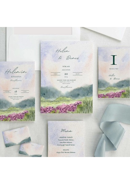 Summer Dream Şeffaf Zarflı Düğün Davetiyesi modelleri