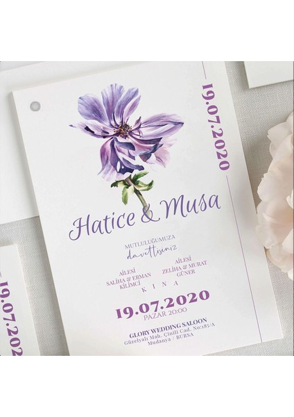 Rebecca Zarfsız Isimlikli Düğün Davetiyesi