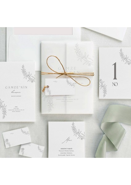 Yasemın Şeffaf Zarflı Düğün Davetiyesi