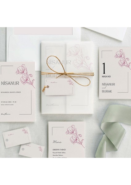 Trendy Şeffaf Zarflı Düğün Davetiyesi fiyatları