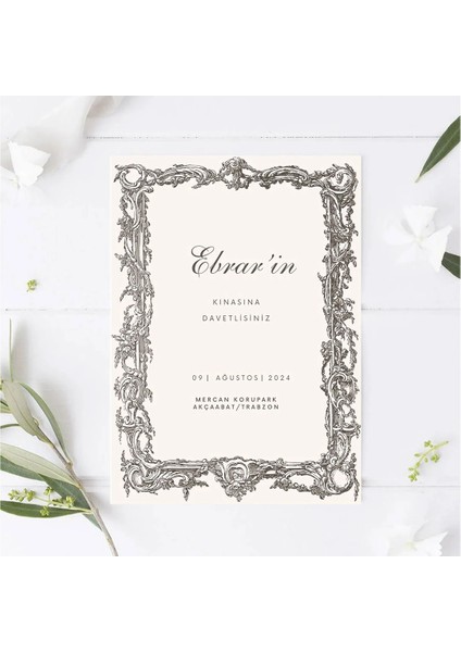 Barok Çerçevelı Kına Kartı