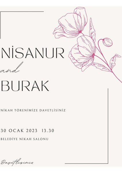 Trendy Dıjıtal Düğün Davetiyesi