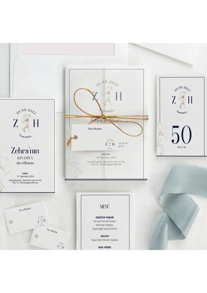 Elegant Şeffaf Zarflı Düğün Davetiyesi