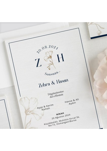 Elegant Şeffaf Zarflı Düğün Davetiyesi fiyatları