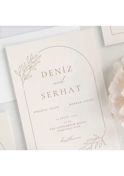 Sımple Şeffaf Zarflı Düğün Davetiyesi modelleri