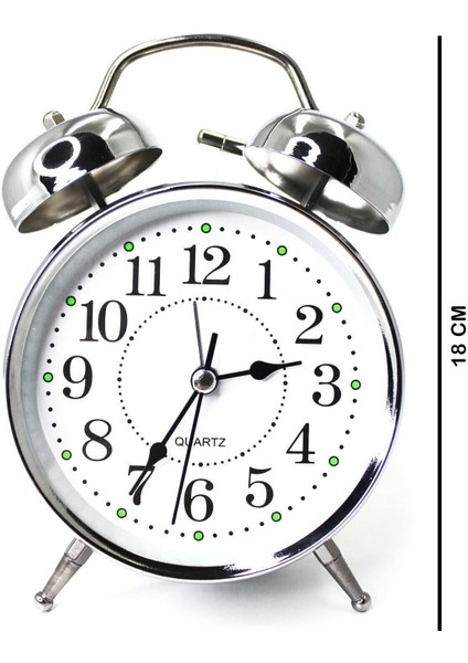 Beyaz Klasik Pilli Masa Saati, Alarm, Nostalji, Dekoratif, 17 cm modelleri