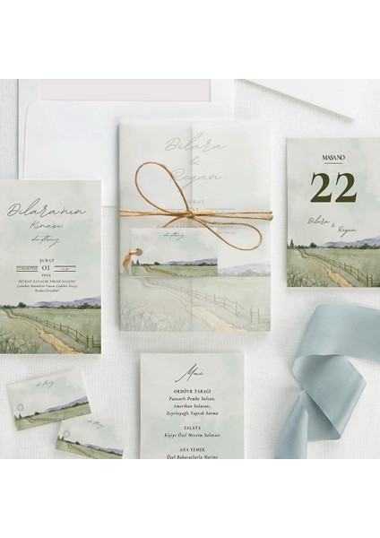 Serenıty Şeffaf Zarflı Düğün Davetiyesi