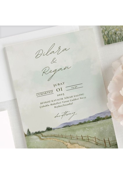 Serenıty Şeffaf Zarflı Düğün Davetiyesi fiyatları
