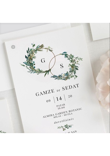 Evren Zarfsız Isimlikli Düğün Davetiyesi