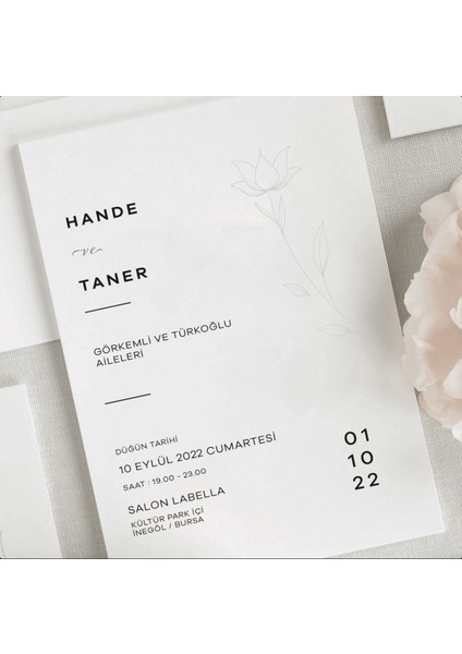 Leylak Zarfsız Düğün Davetiyesi