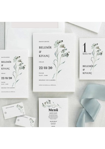 Mint Zarfsız Düğün Davetiyesi fiyatları