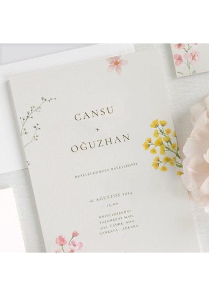 Boho Garden Şeffaf Zarflı Düğün Davetiyesi fiyatları