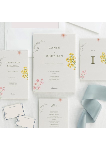 Boho Garden Şeffaf Zarflı Düğün Davetiyesi modelleri