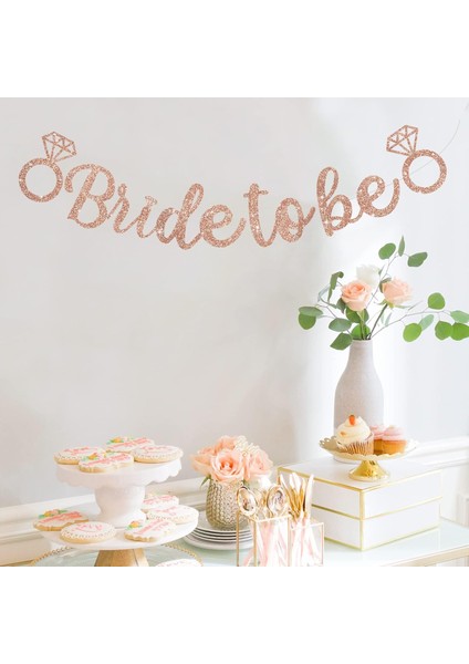 Rose Gold Bride To Be Kaligrafi Banner – Bekarlığa Veda Partisi Için Işıltılı Yazı Afişi fiyatları